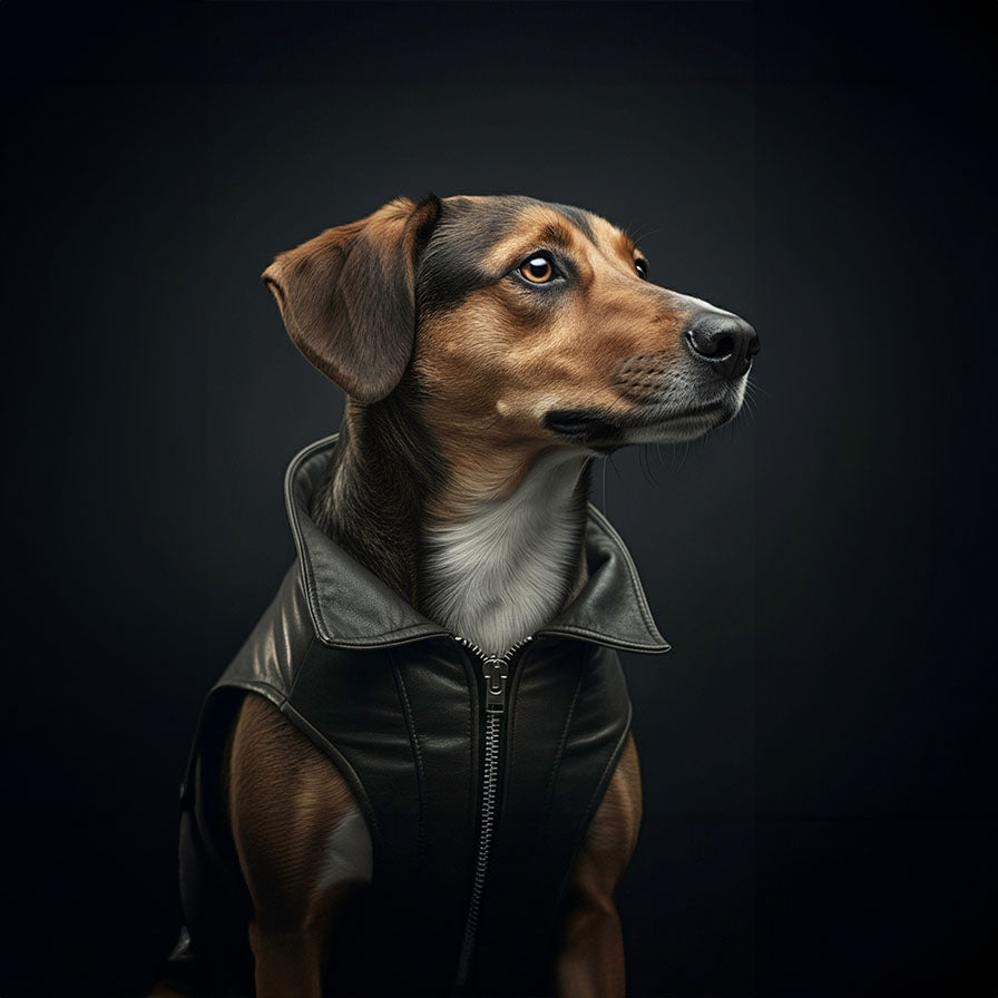 Hund Bodo - Der Charme eines treuen Begleiters in stilvollem Design auf Alu-Dibond